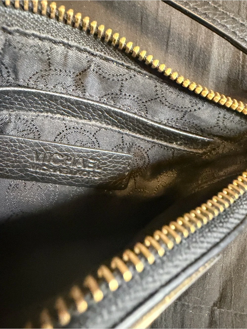 Michael Kors Black and Beige MK Logo Sequin Wristlet